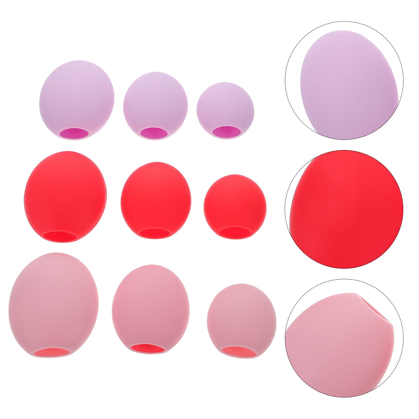 Fundas para Brochas de Maquillaje de Silicona Set de 9 Unidades Rosa Rojo y Morado Protectores Antipolvo para Brochas Cosméticas Ideales para Viajes y Uso Diario