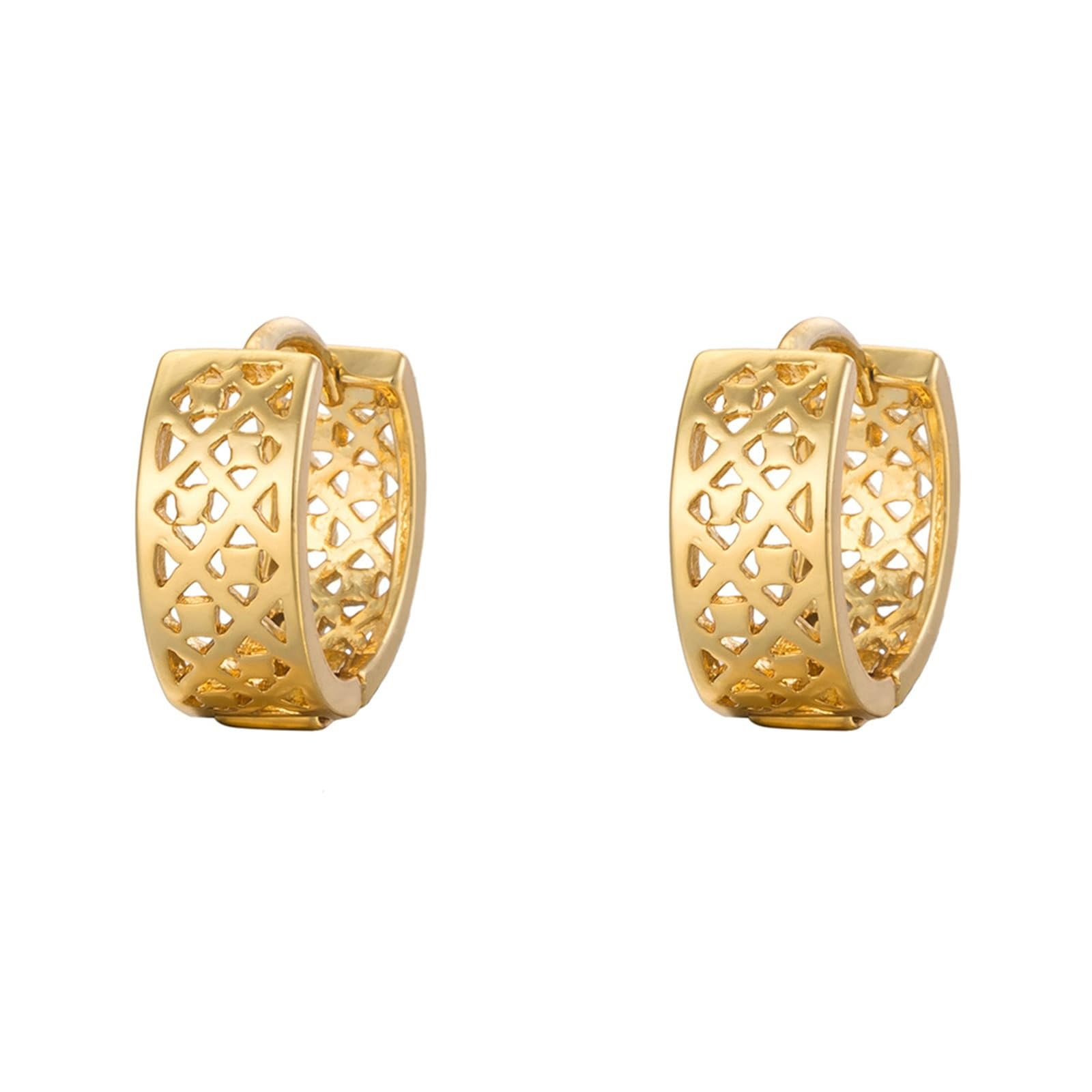 AMDXD Pendientes de mujer de oro amarillo 750 de 18 quilates, diseño hueco de círculo, pendientes de aro Au750, pendientes de aro para mujer, pequeños y auténticos