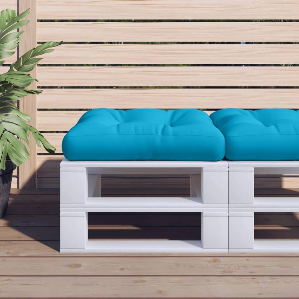 Cuscino per pallet, blu, 60 x 60 x 12 cm, in tessuto, impermeabile, per giardino, balcone, terrazza, antiscivolo, con laccetti, ergonomico, imbottito, lavabile, comodo cuscino per interni ed