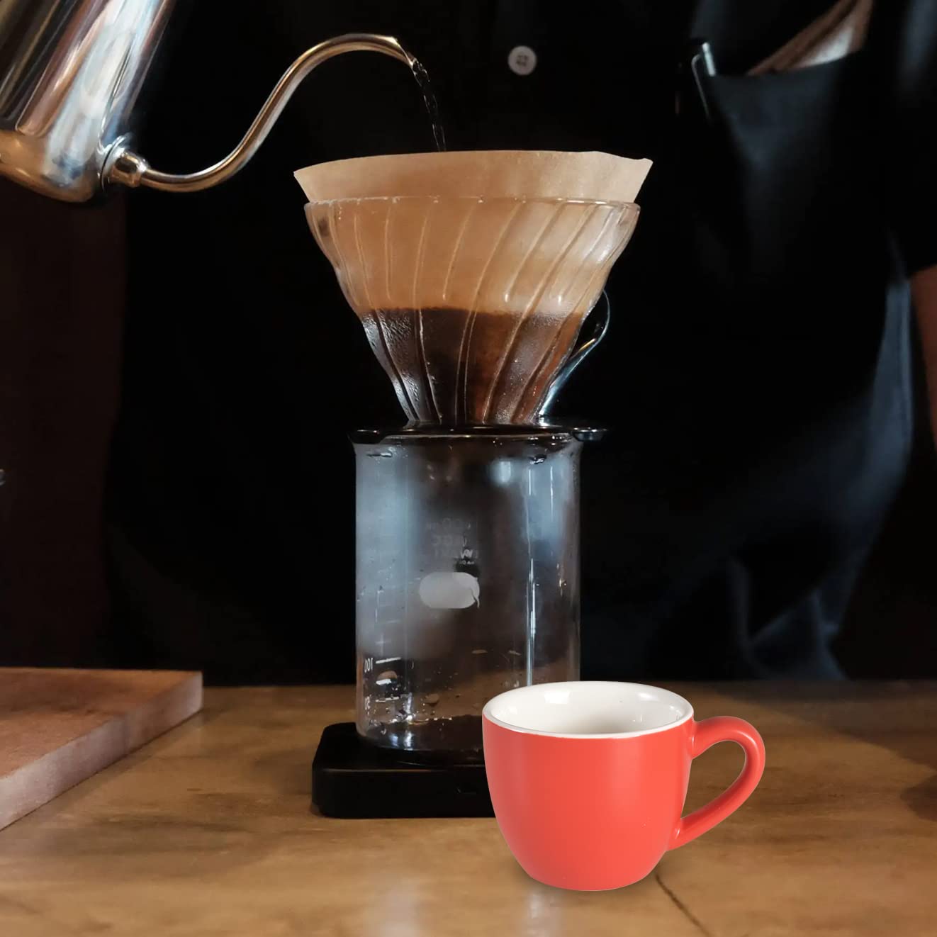 homEdge Mini tazza da caffè da 90 ml, per caffè espresso e tè, colore: rosso