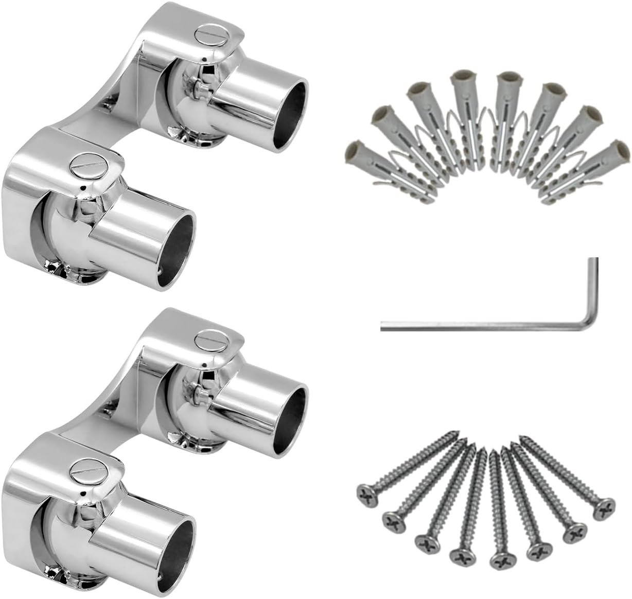 Naiture Shower Curtain Rod Double Swivel Flange or Bracket, Sold in Pair, Chrome Finish