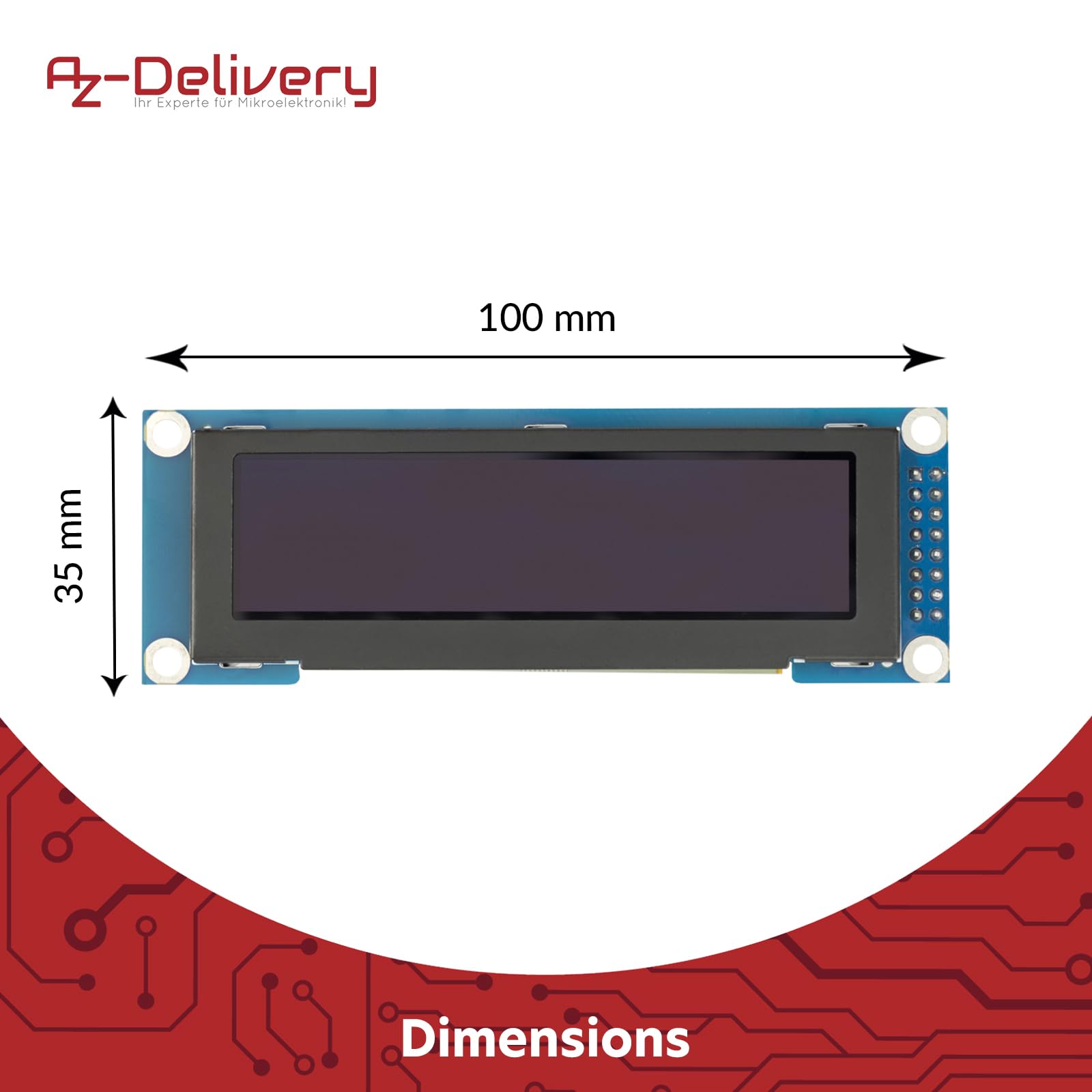 AZDelivery Wyświetlacz OLED 3,12" 256 x 64 z kontrolerem SSD1322, obsługa SPI, kompatybilny z ESP32S3, Arduino Giga i SSH1106, niebieski