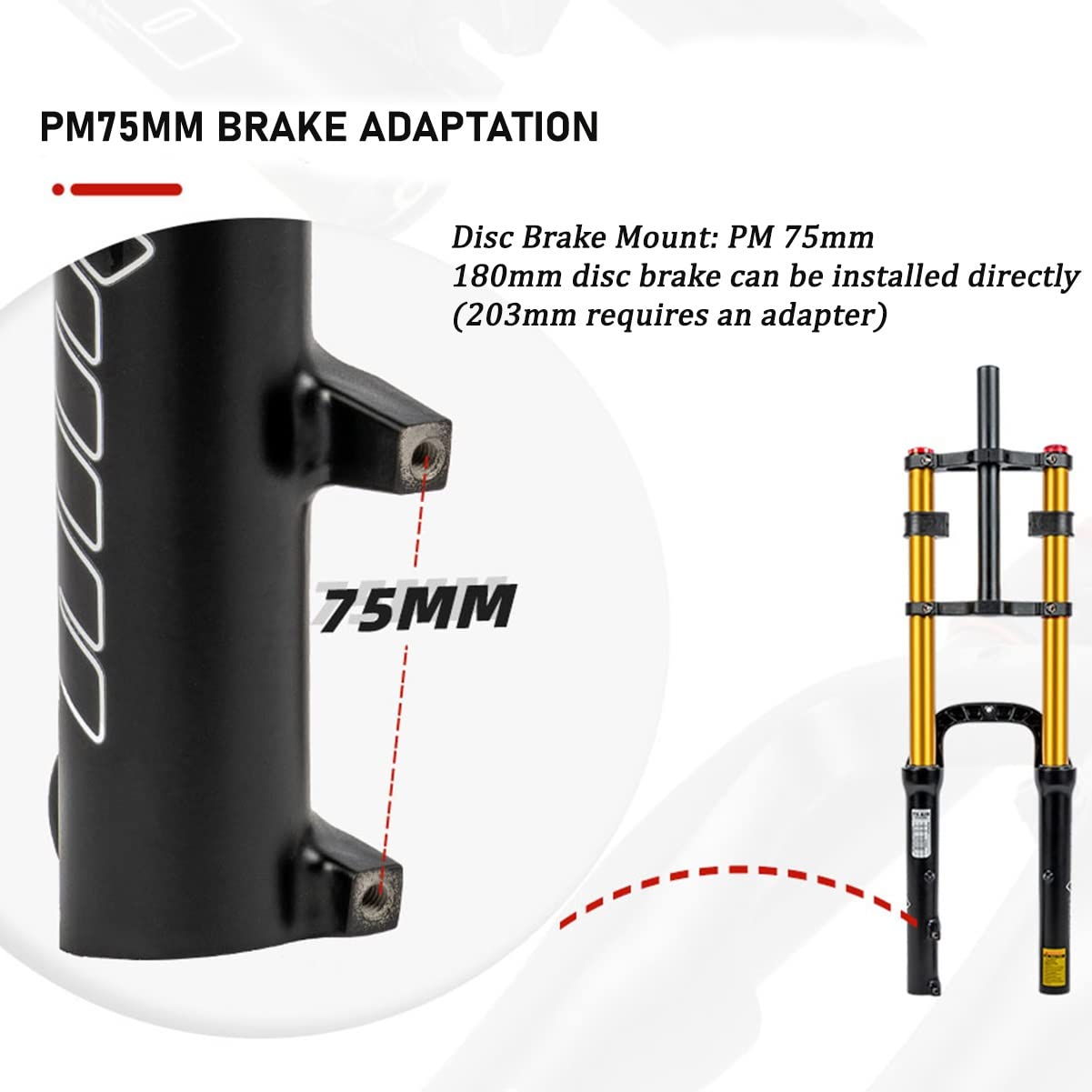 Rower s 20 * 4,0 gruby przedni widelec downhill air podwójne ramię podróż 120 mm ręczne dopasowanie rowery górskie / śnieżne/plażowe (czarny)