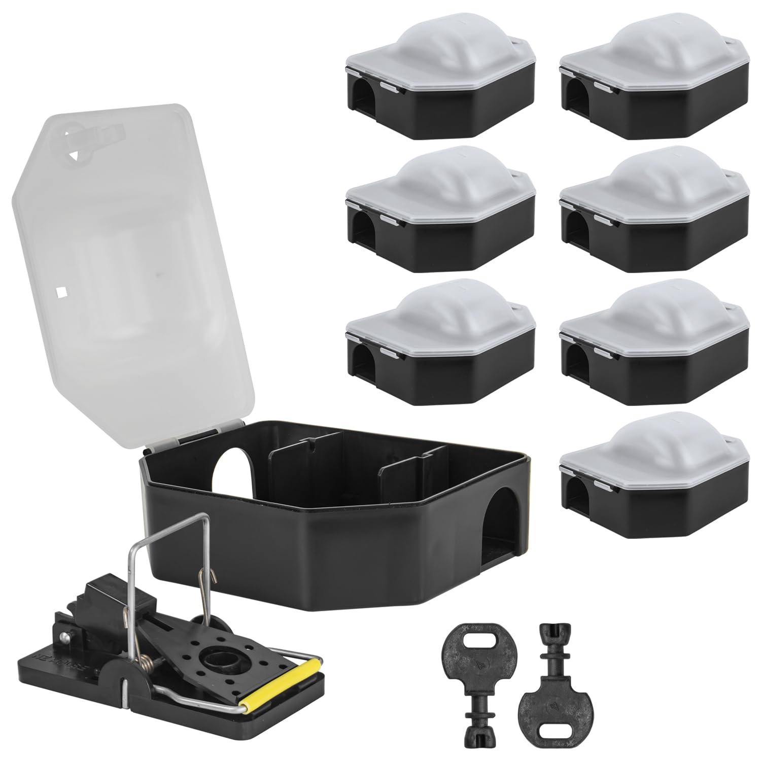 Mausefalle Mäusefalle Mäuse Maus Garten Koederbox Köderbox Ecke Köderstation für Mäusegift Mäuseköderbox Gift Koeder Wühlmaus Maeuse transparent Schlüssel 1-30 STK Petigi