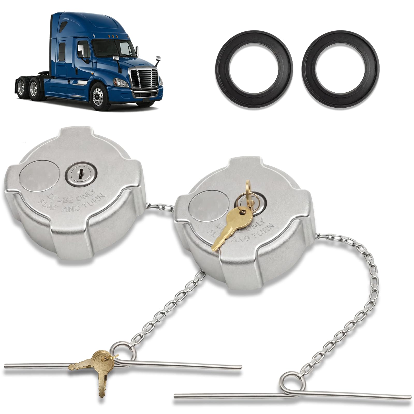 Photo 1 of 2-Pack 3" Female 1/4 Turn Locking Diesel Fuel Tank Cap Compatible with Freightliner Century 113 Cascadia 125 Columbia 120 Replaces 03-37017-000 600148 03-37017-002 572.1018