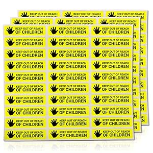300 per Pack/3PK – Keep Out of Reach of Children Labels – 1.7 x 0.4 inch, Keep Out Reach from Children Stickers for Choking Hazard, Cosmetics, Drug Warning – Pharmacy Auxiliary Label (Yellow)