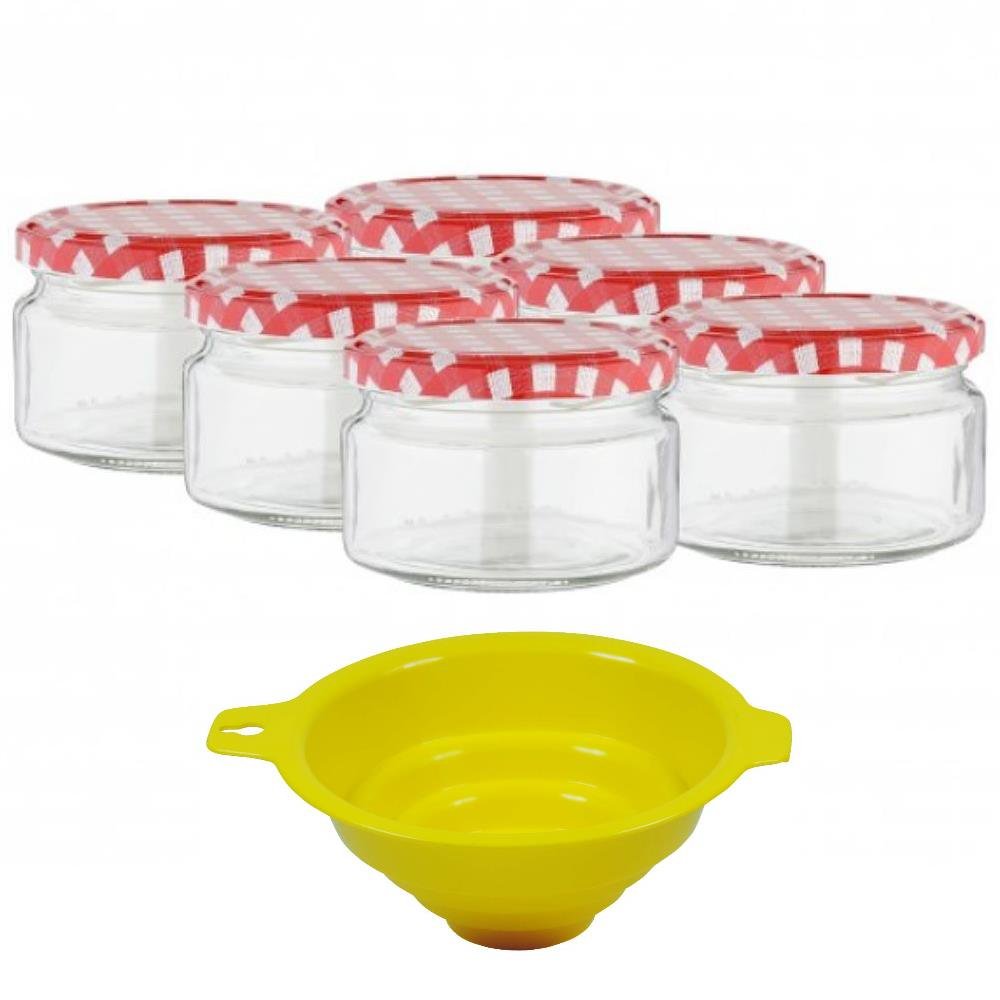 Viva Haushaltswaren 6 Glass Jars – 250 ml//with a Filling Funnel with Screw