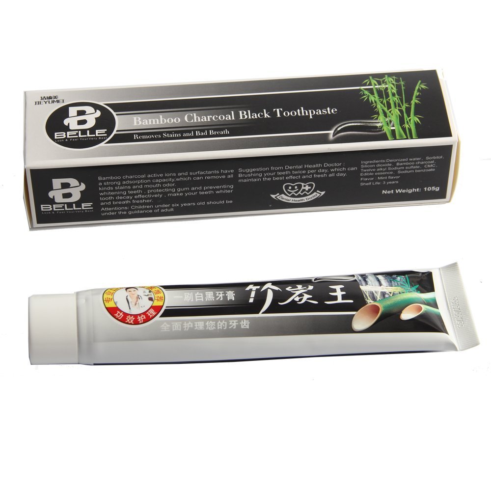 Belle Bamboo Charcoal Teeth Whitening Toothpaste - Teeth Whitener And Stain Remover - Ensure Fresh Breath And Healthy Gums - Whitens Tooth Bad Breath Elimination Removes Plaque
