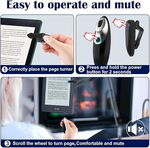 Miniatura 6 de Girador de páginas con control remoto para lectores de libros electrónicos Kindle Paperwhite Oasis Kobo, silencio de la rueda de desplazamiento,