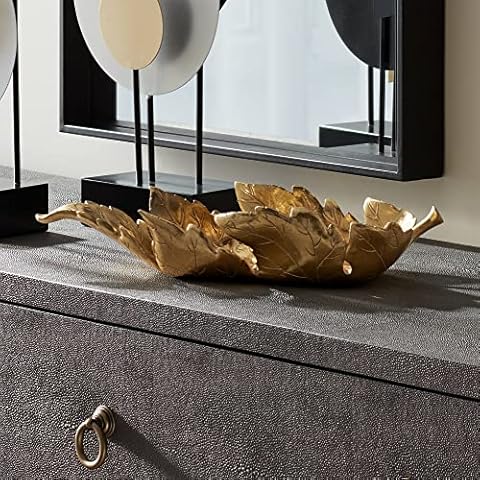 Kensington Hill 16 3/4" Wide Shiny Gold Decorative Leaf Tray Cover