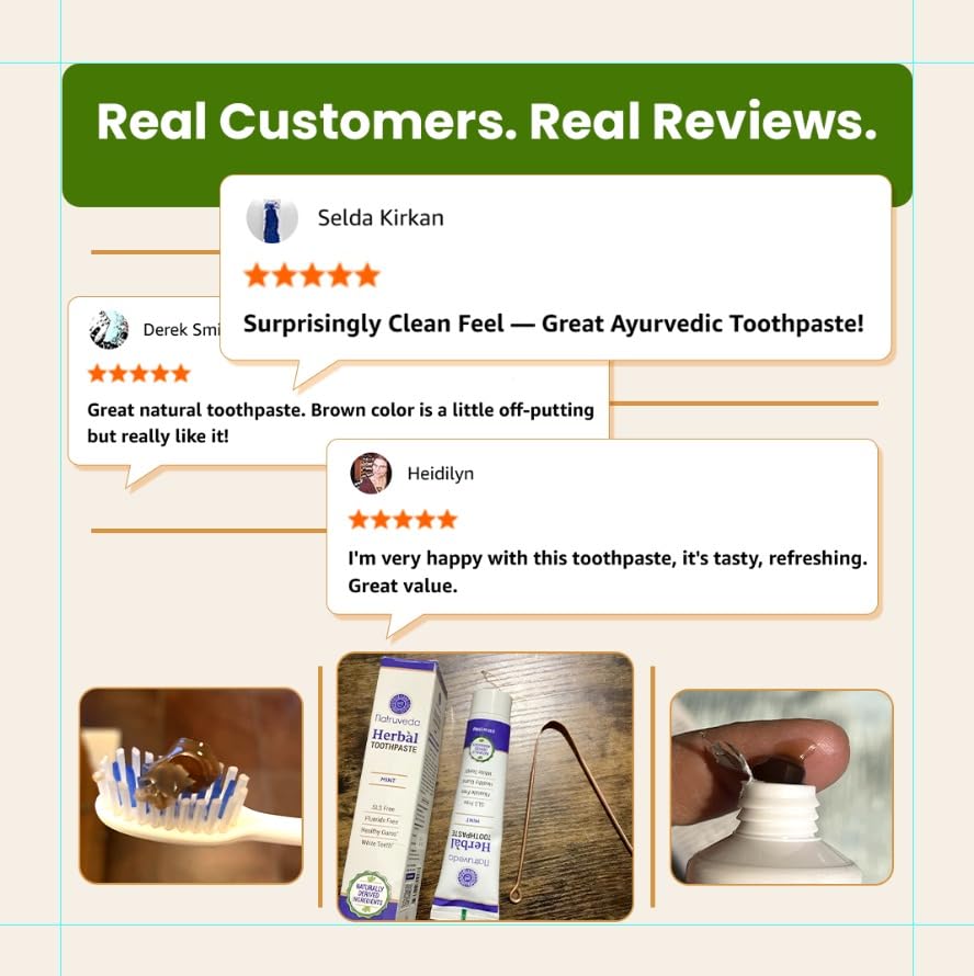 Image of Natruveda Neem Herbal Toothpaste with Complimentary Copper Tongue Scraper | Fluoride Free, SLS Free, Natural Toothpaste for Adults | Ayurvedic Oral Care with Mint & 8 Herbal Ingredients | 3.52 oz