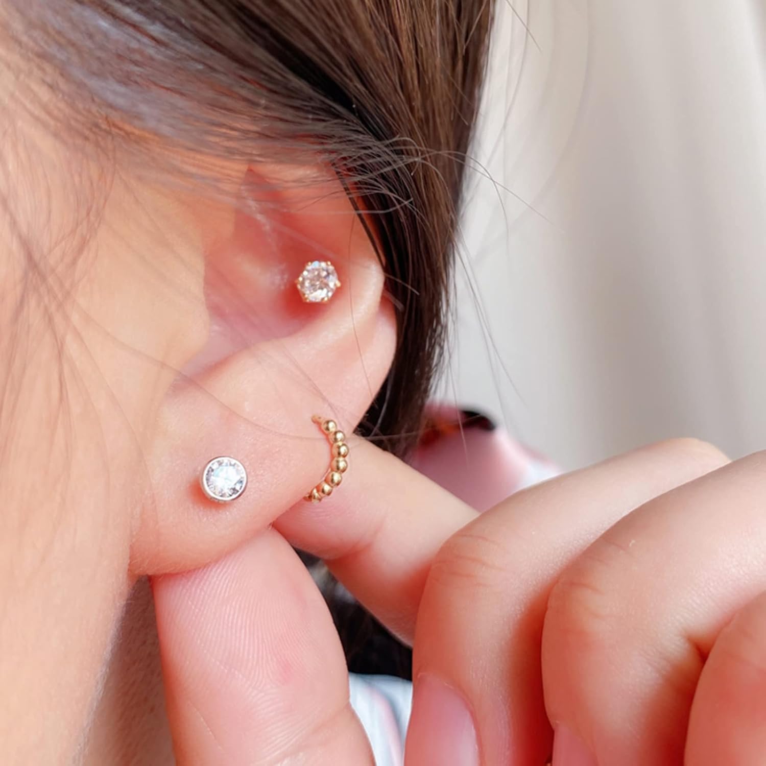 EPIRORA Sterling Silver Stud Earrings for Women Men- 3 Pairs of Tiny Round Cubic Zirconia Earrings CZ Small Cartilage Tragus Earrings(2mm/3mm/4mm) - Image 5