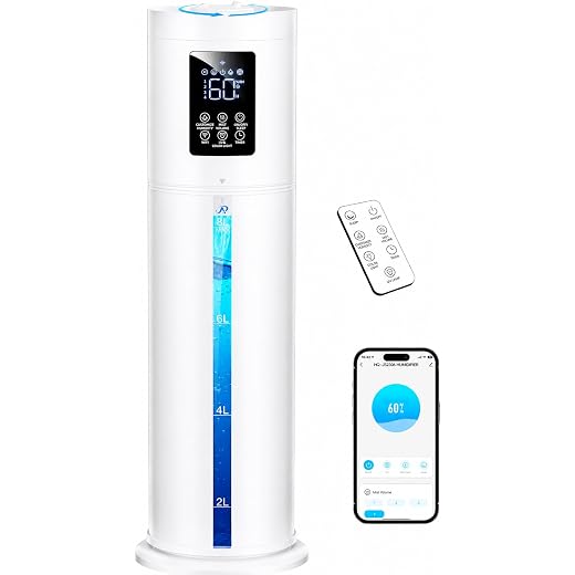 2.1Gal/8L Smart Humidifier Large Room, Top Fill Humidifiers for Bedroom with Diffuser, 7 Color Lights,16H Timer, Auto Mode, APP Remote Control, 4 Levels Cool Mist Air Humidifier for Plants Home