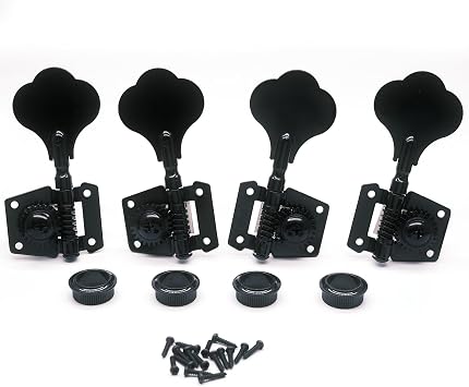 2R2L Opened Electric Bass Guitar Tuning Pegs Machine Heads Tuners for Bass for Jazz Precision P Bass Replacement 2R2L Black