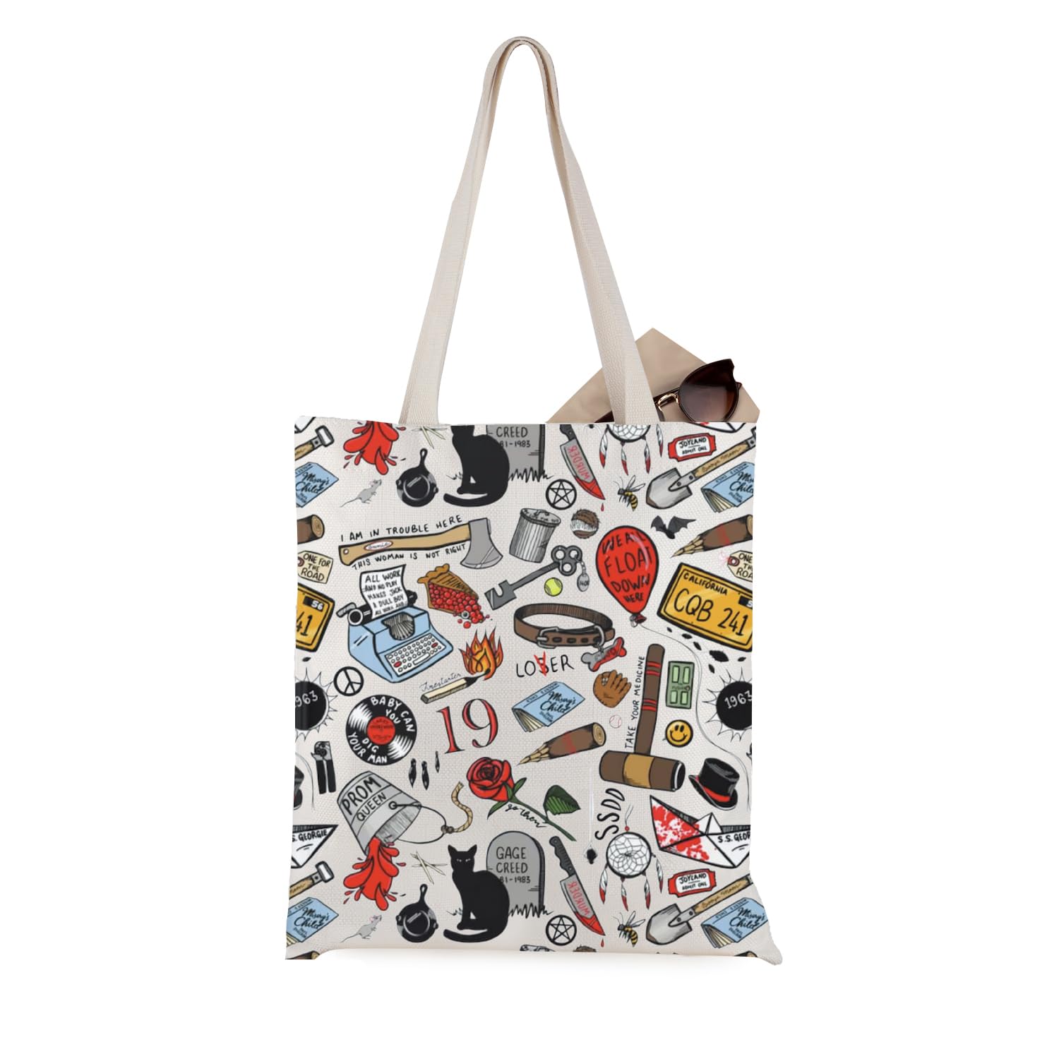 WCGXKO Horror Book Lover Gift Literary Merch Stepen Reader Writer Gift Canvas Tote Bag