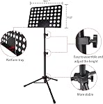 Sheet Music Stand with Light and Phone Stand, 57 Inch High Stability Sheet Music Stand, Height Adjustable Sheet Music Stand with Carrying Bag, Portable Stand