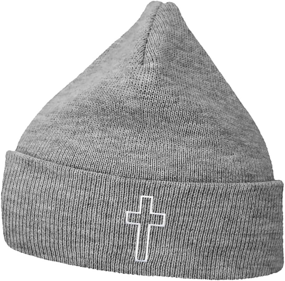 Mens Beanie Knit Hats Jesus Christian Jewish Cross Embroidered Unisex Casual Beanies Hats for Winter