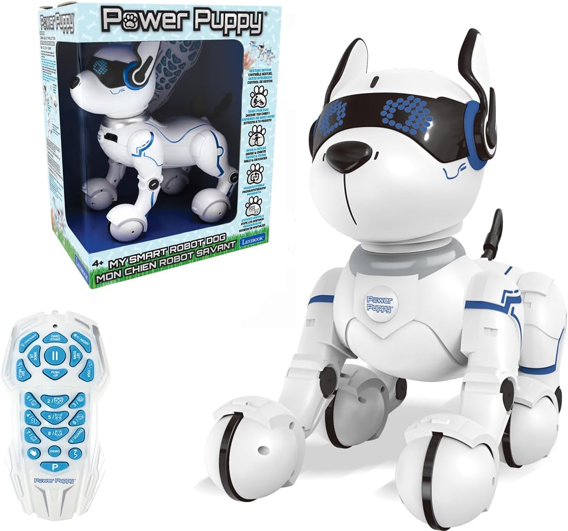 LEXiBOOK Power Puppy - My Smart Robot Dog - Programmable Robot with Remote Control, Training Function, Dances, Sings, Light Effects, Rechargeable Battery, Children's Toy - DOG01