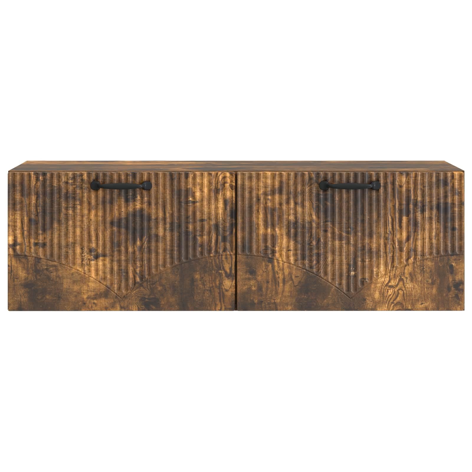 Mobile basso per TV, montaggio a parete, rovere affumicato, 98 x 31 x 30 cm | Mensola sospesa salvaspazio per soggiorno e camera da letto con 2 ante a ribalta e robusto materiale in legno fino a 60 kg.