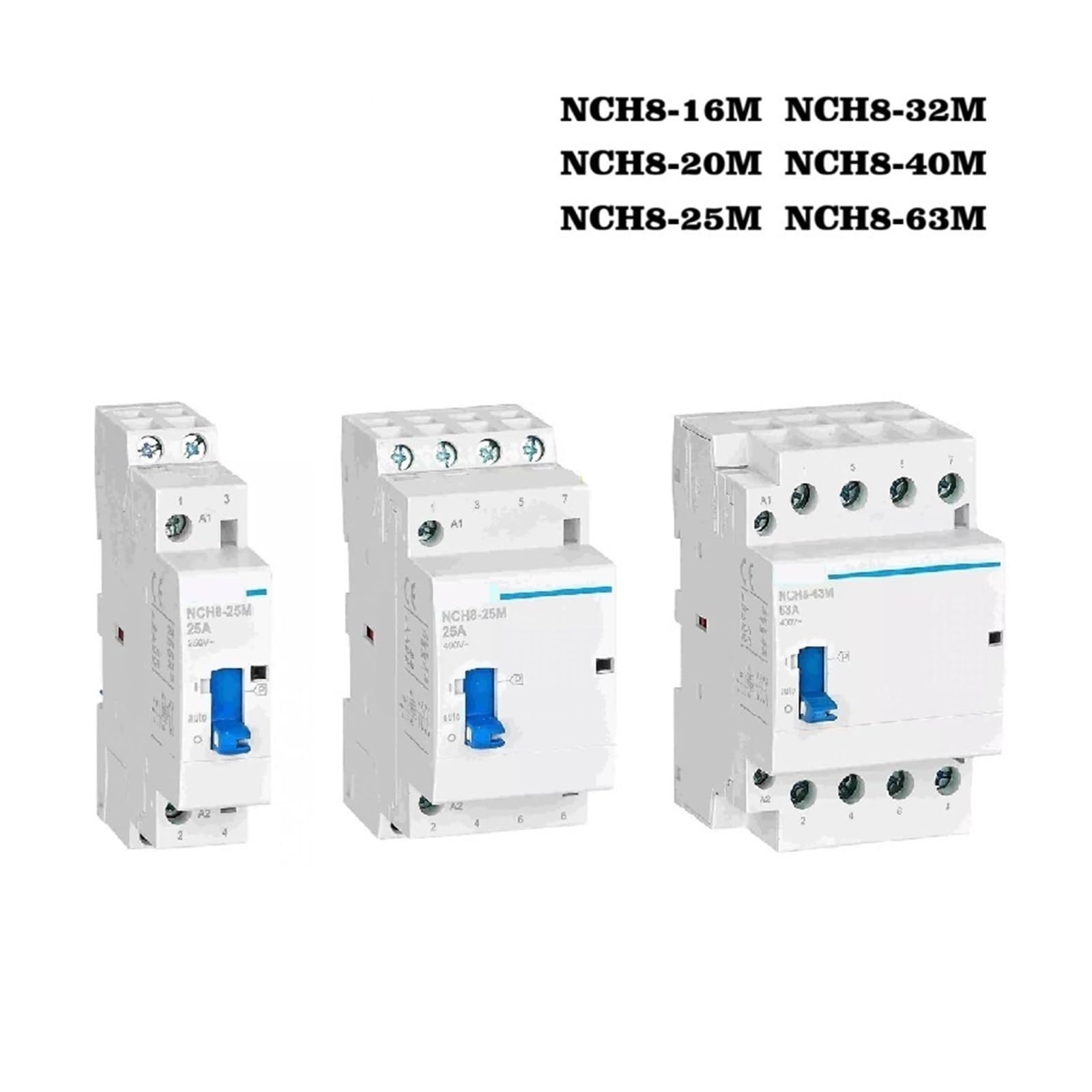 NCH8-M Modulares Schütz mit manueller Bedienung 16A-63A NCH8-16M 20M 25M 32M 40M 63M AC 24V 110V 230V 20A 25A 40A 63A NCH8 Haushalt Wechselstrom Elektrisch Schaltschütz(NCH8-40M,4NO,220V)