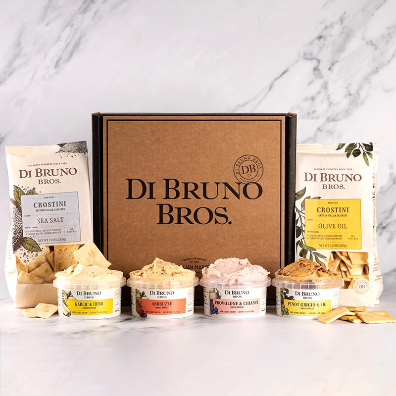 Di Bruno Bros Gourmet Cheese Spread & Crostini Sampler Gift Box: A Premium Mix of Italian Cheese Dip And Crostini - Ideal For Those Who Enjoy Food Gifts