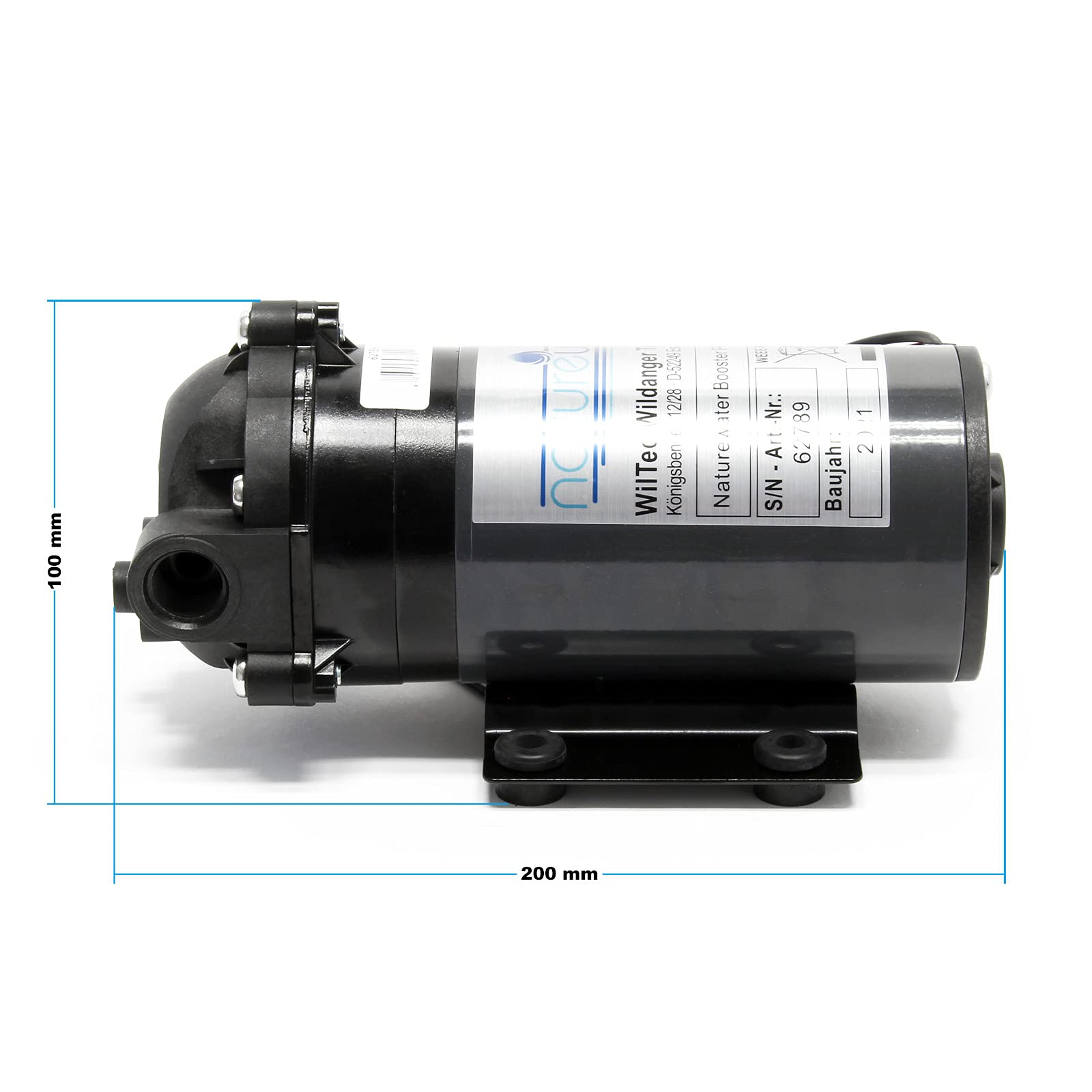 Wiltec Pompa booster 100 GPD (350l/giorno) 35W Pompa di spinta per sistemi a osmosi inversa