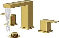 Vista 19 de FORIOUS Grifos de baño negros de 3 agujeros, grifo de lavabo de baño negro mate de 8 pulgadas de ancho, 2 manijas para fregadero de baño con drenaje