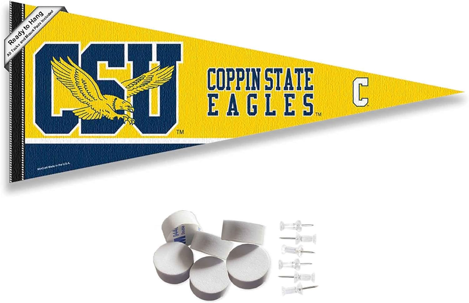 College Flags & Banners Co. Coppin State Eagles Pennant Flag and Wall Tack Mount Pads