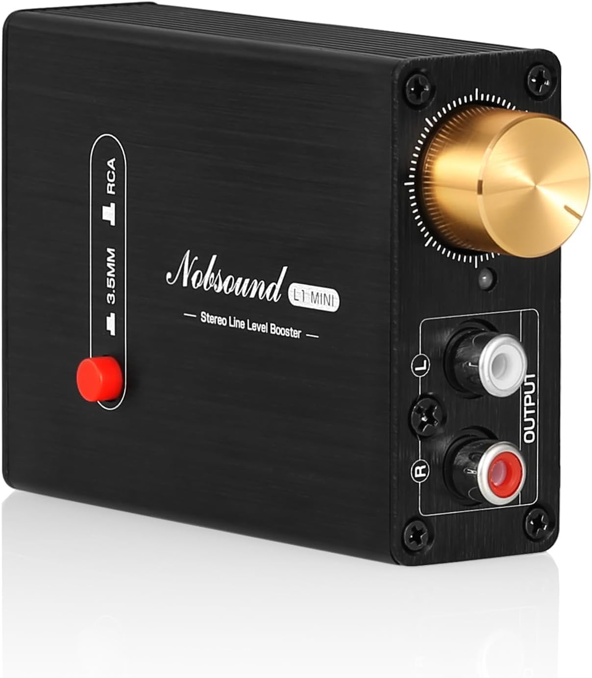 Nobsound Mini amplificador de nivel de línea estéreo de audio preamplificador de ganancia de 20 dB con control de volumen (L1MINI)