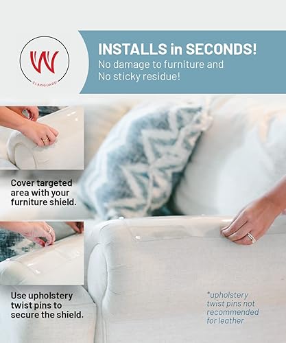 Miniatura 4 de CLAWGUARD Protectores de muebles de grado marino las mejores almohadillas transparentes para proteger y cubrir sofásillastapicería, transparente de