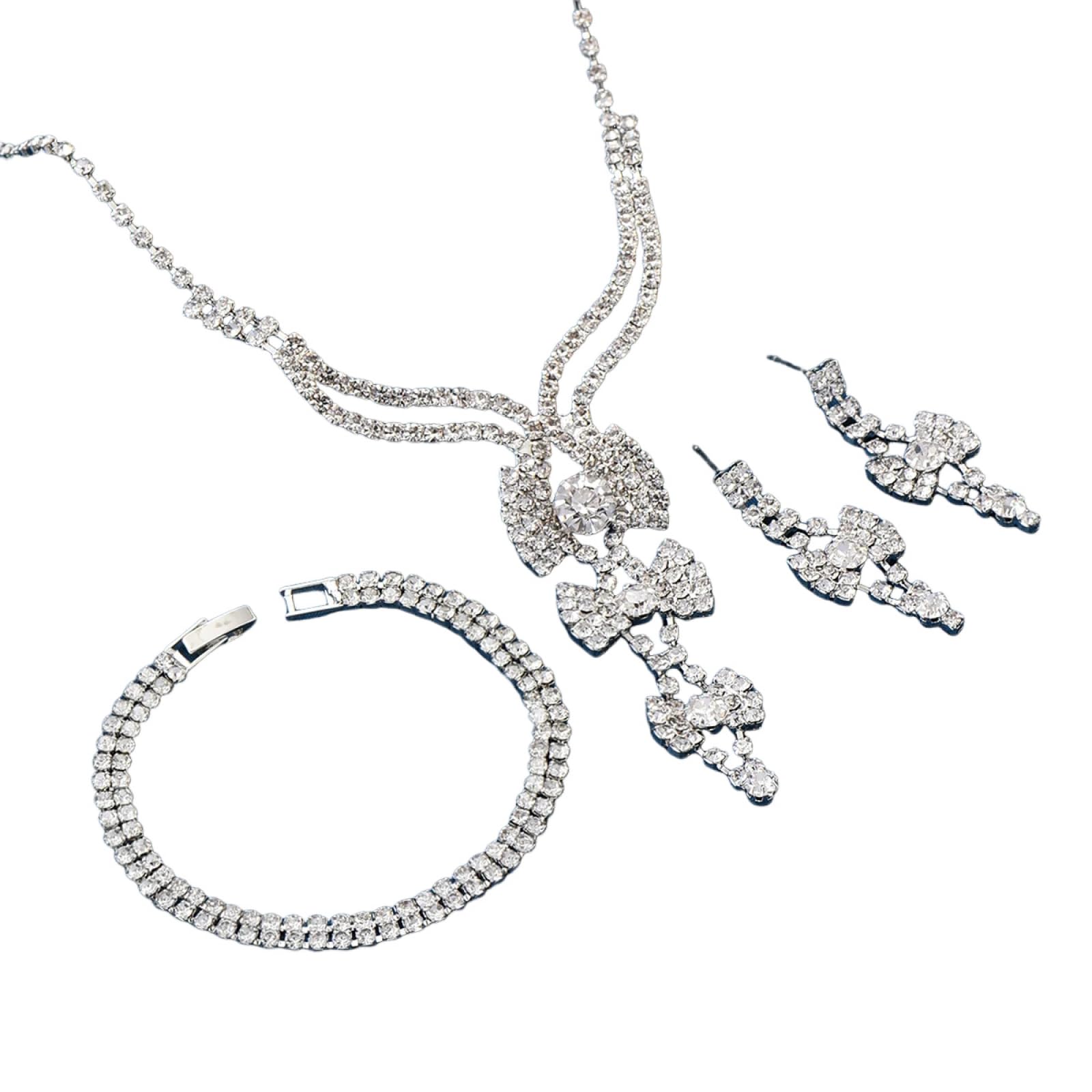 Pendientes de lazo con cadena para mujer y collar de joyería 6