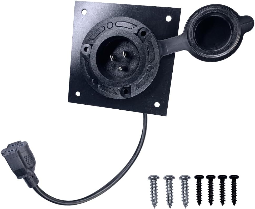 for EZGO TXT36 Golf Cart Charger Port Cover Plate Adapter for Lithium Battery with 120V Plug & Install Hardware Waterproof