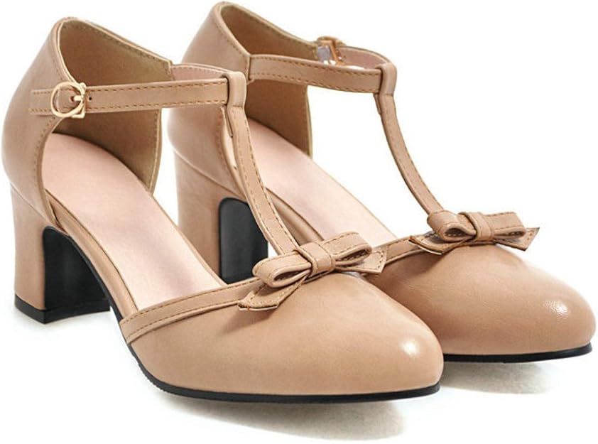 Women's TStrap Mid Heel Round Toe Mary Janes Retro Comfort Ankle Strap