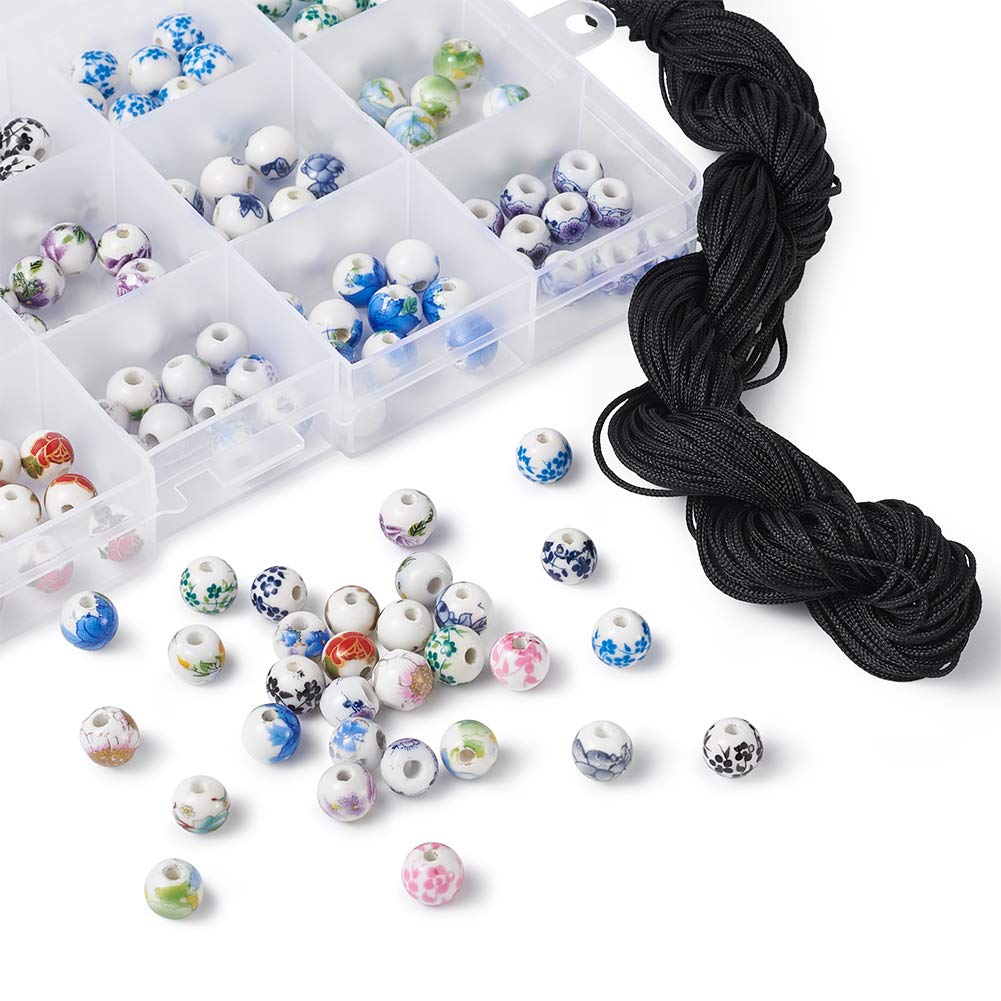 Crea Gioielli Unici! Kit 180 Perline In Ceramica Fatte A Mano, 8mm, Con Filo E Contenitore - 3