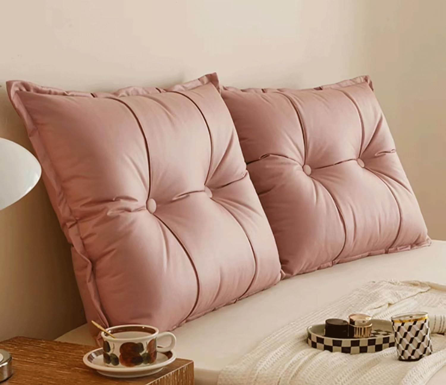 Solid Color Large Headboard Cushion Combination Pillow Wedge Pillow for Bedroom Playroom Headboard Decorative(Size:90cm /35.4in(1pc),Color:Pink)