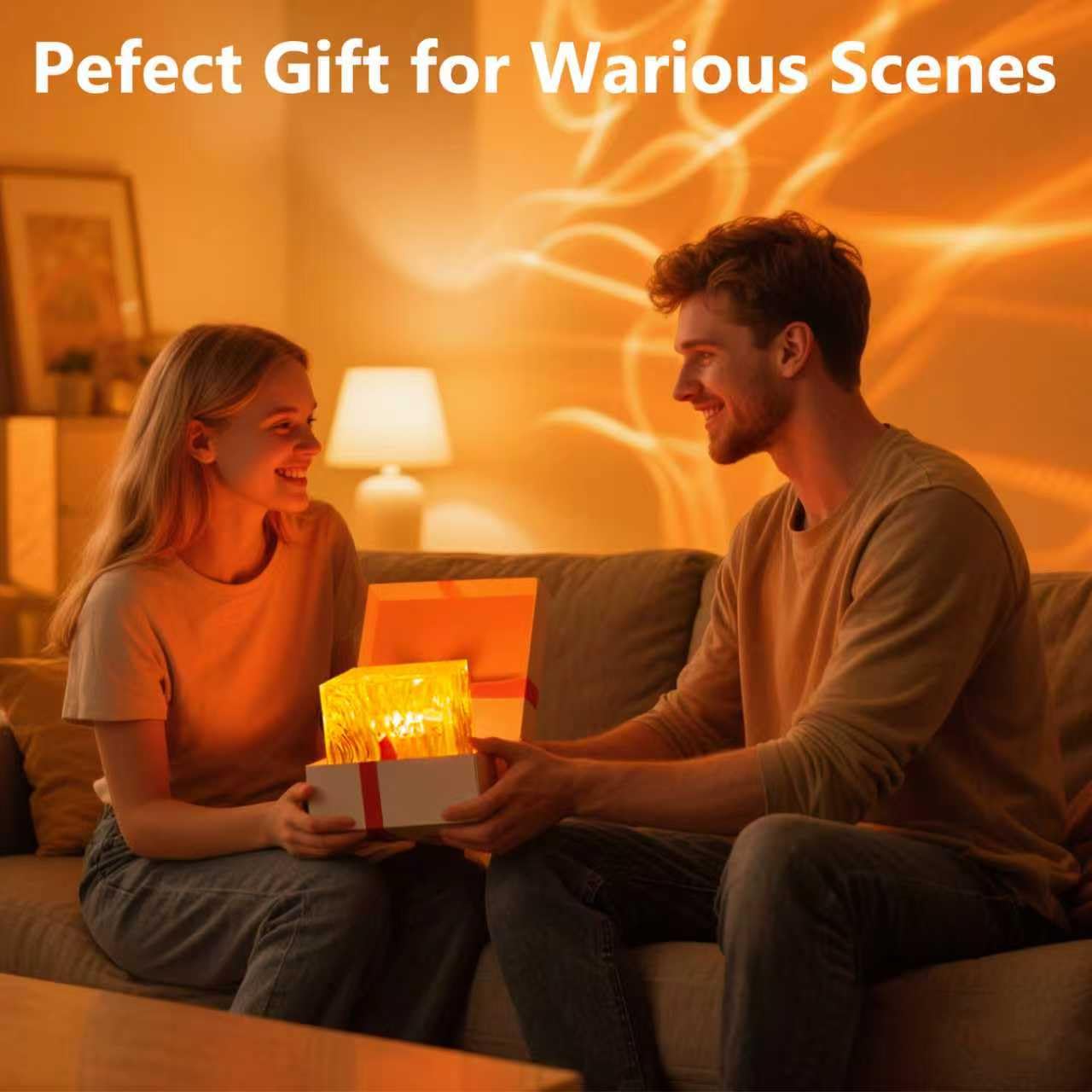 HESUSLA  Lights Projector Rechargeable, Touch Cube Color Changing Light with 16 Colors 4 Modes Dimmable Cordless Mood Lamp for Shower, Ambient Lighting for Bedroom and Bathroom: White Northern Lights