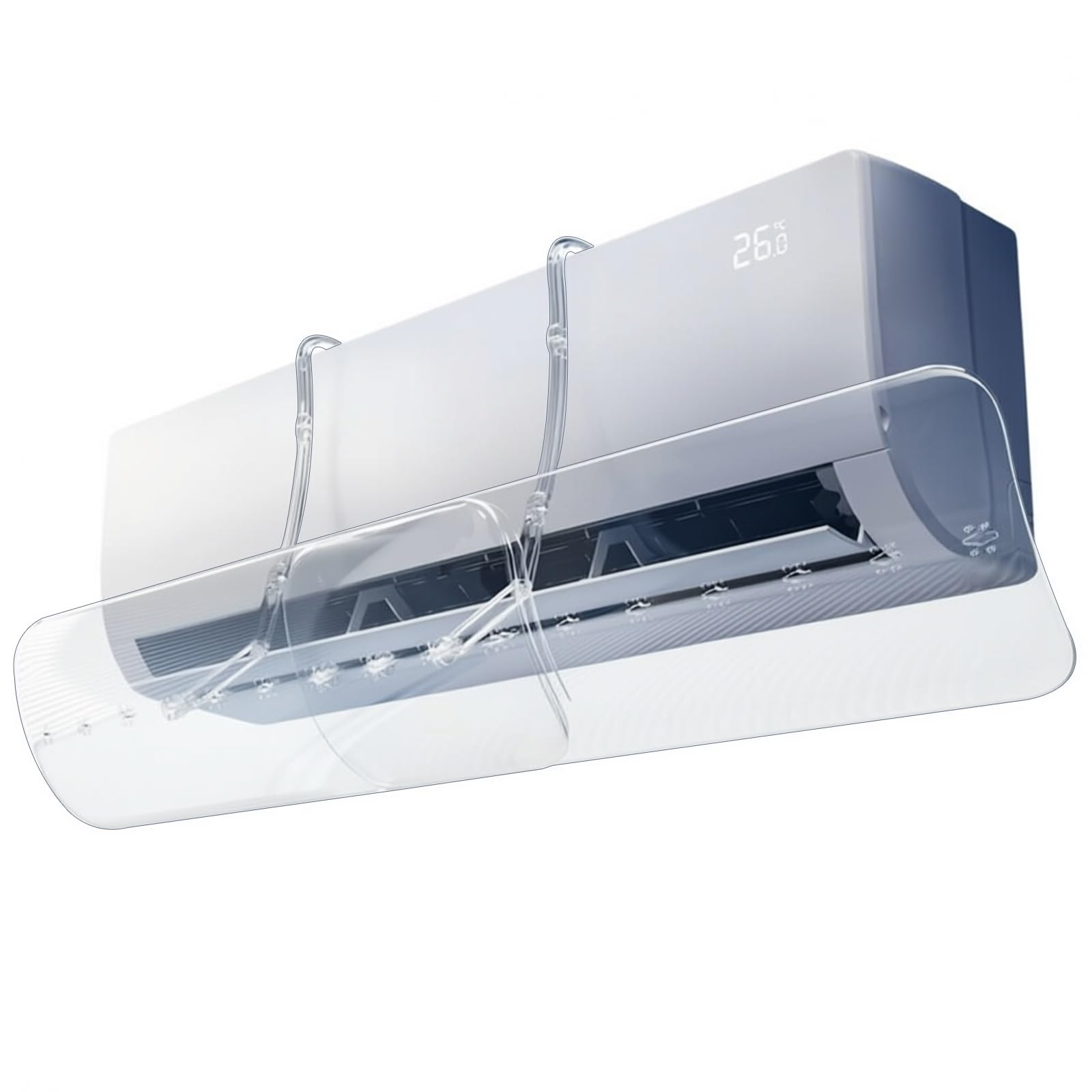WUXTOKV Air Conditioner Deflector, AC Air Vent Deflector, 30-41 in Extendable Length, 180° Rotatable, Transparent PVC Fits