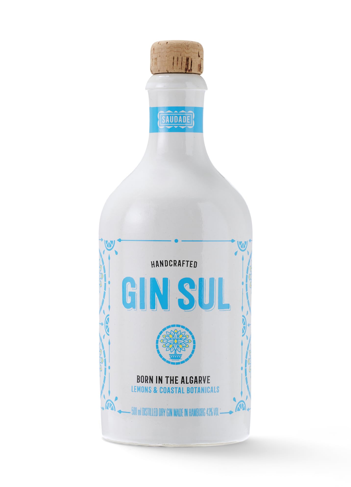GIN SUL – 1 x 0,5l Distilled Dry Gin made in Hamburg 43% Vol. Aromen von Wacholder & Zitronen aus Portugal