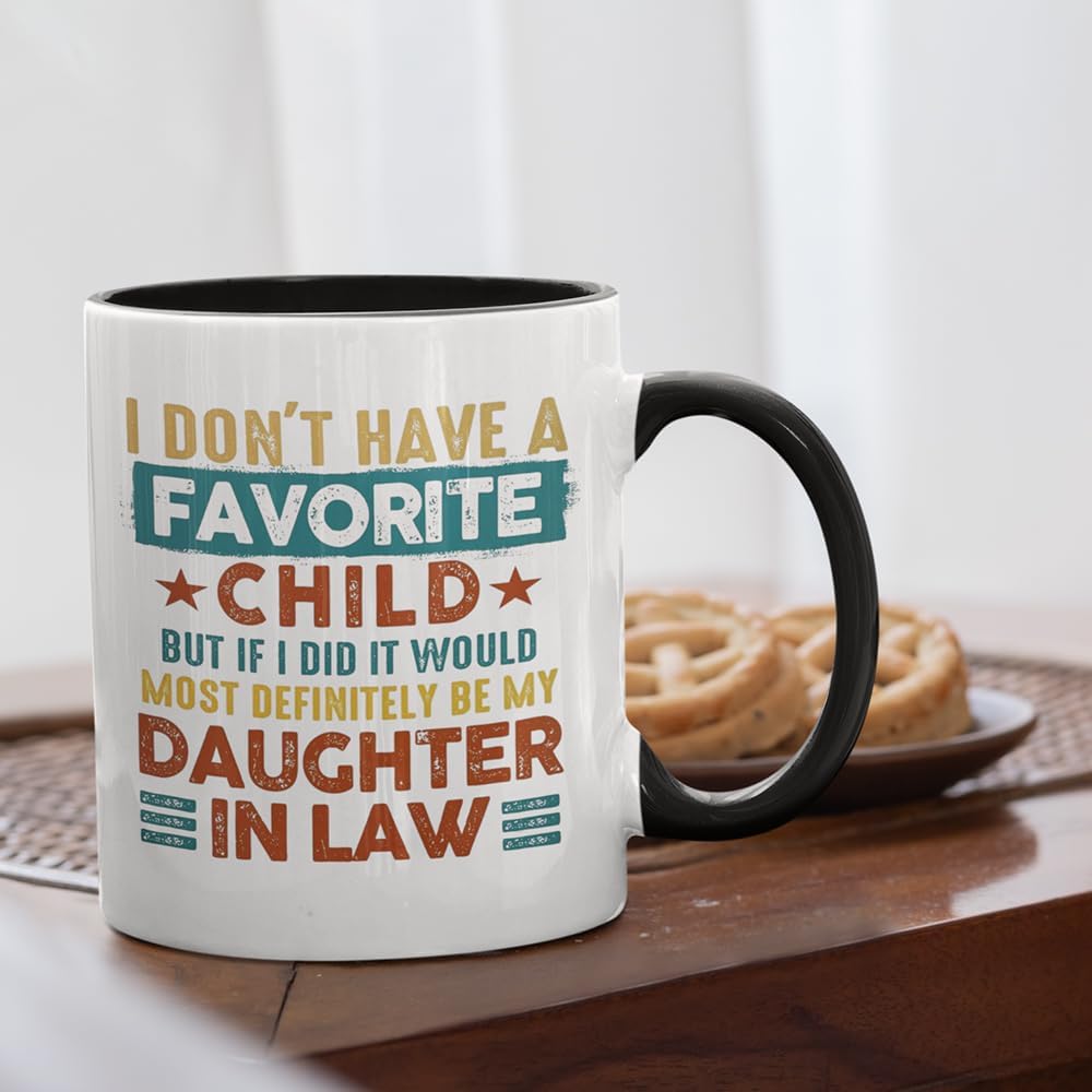 Father Mother in Law Gifts - Favorite Child Daughter in Law Coffee Mug - Funny 12oz 'I Don't Have A Favourite Child' Birthday Gift - Image 3