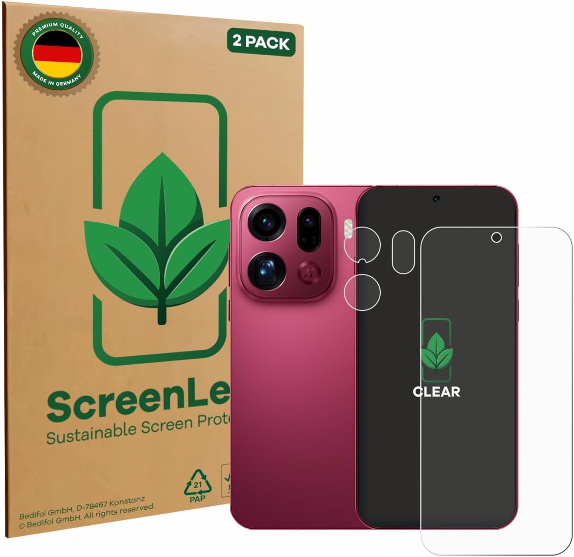 2 Pack Screen Protector Compatible with Oppo Find X9 Pro (Front+Camera) [Sustainable Screen Protection, Clear, Anti-Scratch]