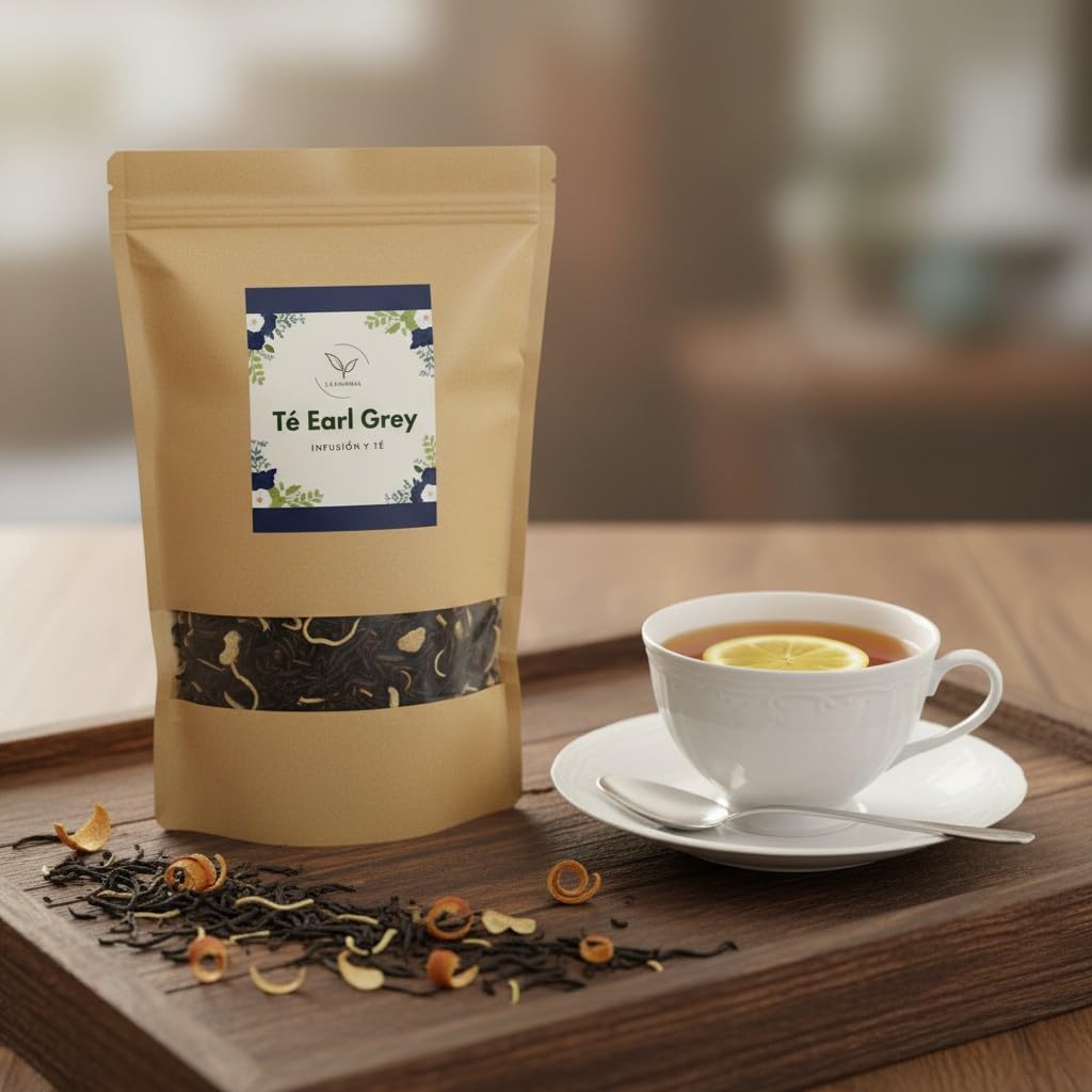 Té Earl Grey (Camellia sinensis) getrocknet lose 1000 g – für Kräutertees, 100% natürlich, ohne Zusätze – La Herbera