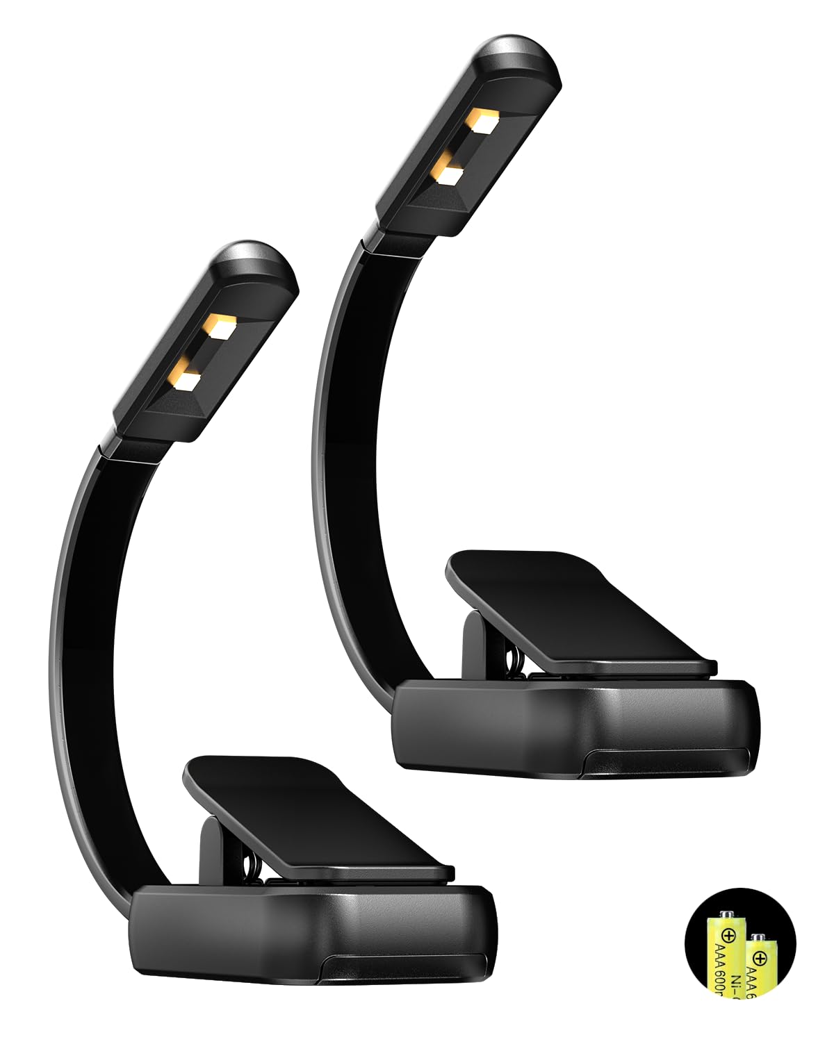 Book Light,Reading Lights for Books in Bed,AAA Battery Clip-On Led Reading Light with 3 Colors &amp; Stepless Dimming,Portable and Ultra-Lightweight with Long Runtime(2P BK)