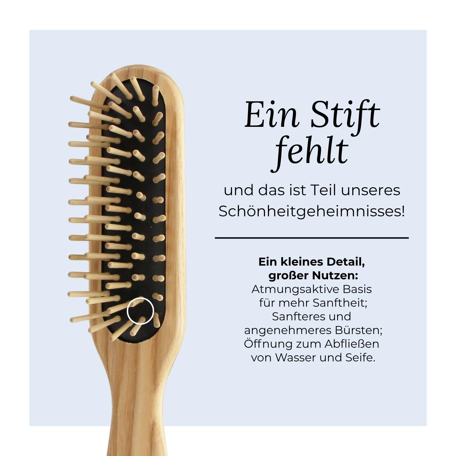 TEK | Rechteckige Haarbürste aus Holz mit Kurzen Abgerundeten Zinken aus Natürlichem Eschenholz, Entwirrbürste für Styling und Tägliche Pflege von Kurzem Haar | 22 x 4 cm | Handmade in Italy