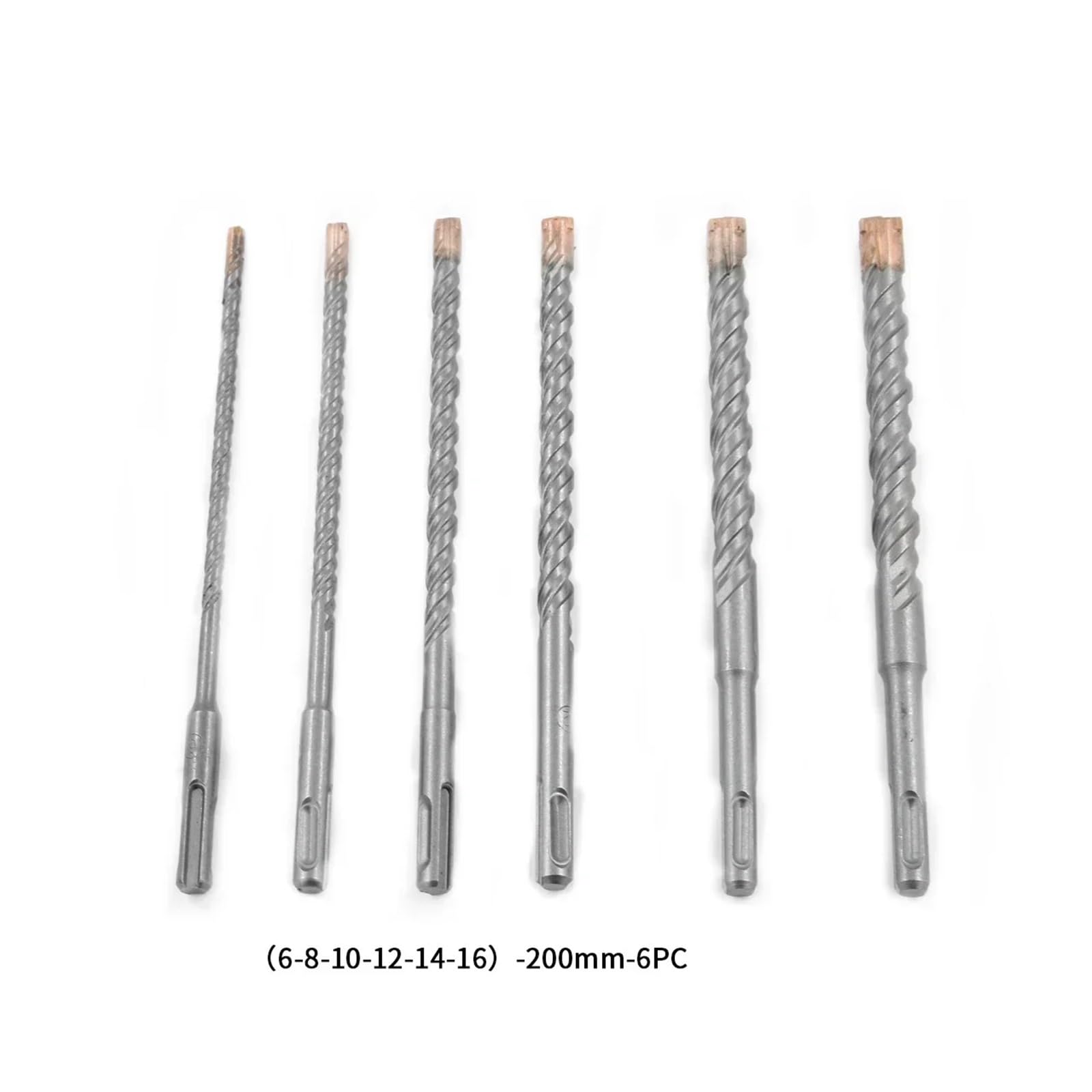 4-ostrzowy zestaw wierteł udarowych SDS Plus 5 6 8 10 12 14 16mm 160 200mm do betonu cegła blok kamień murowany granit(6-8-10-12-14-16 200)