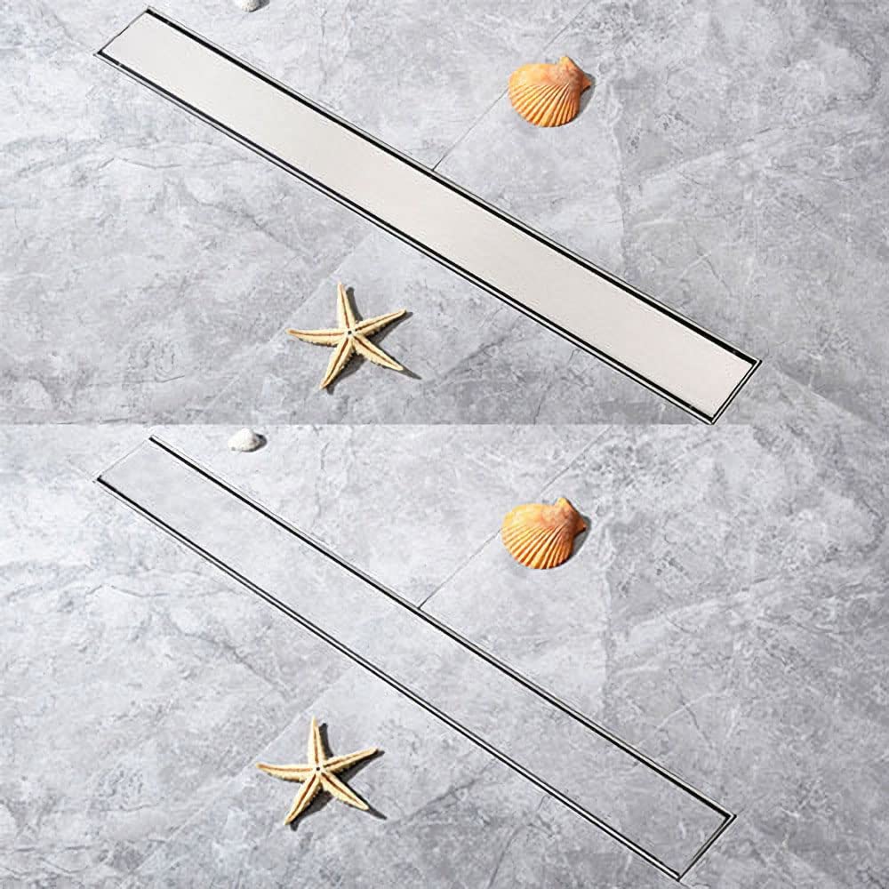Duschrinne 100 cm Befliesbar 360 Grad Edelstahl komplettset Duschablauf Extra Flach Siphon mit Geruchsstop und Haarsieb Duschabfluss Bodenablauf Größen 50cm - 120cm Ablaufrinne für Badezimmer