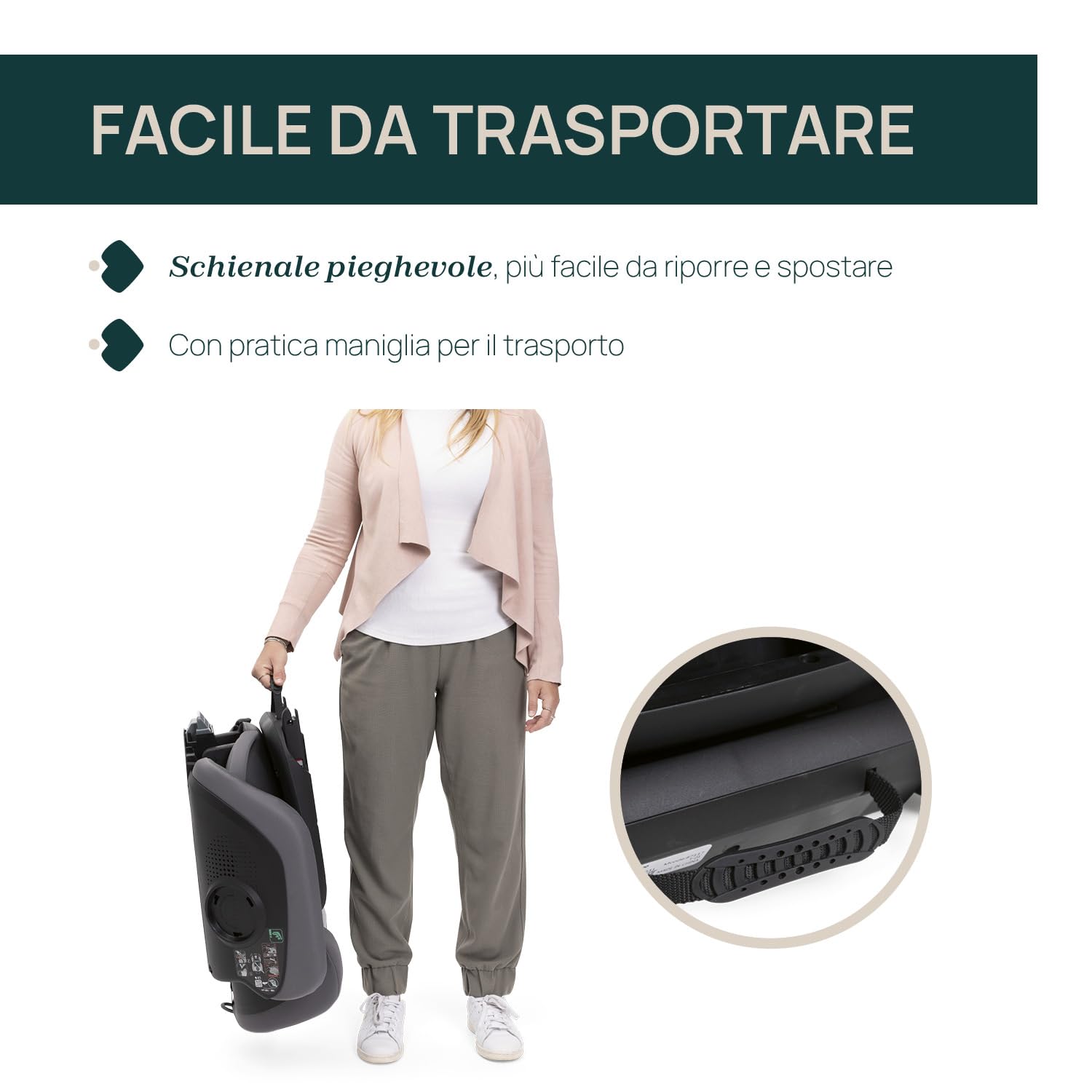Chicco Fold&Go S i-Size (ECE R129/04), Seggiolino Auto 100-150 cm, con Connettori Rigidi Isofix, Bambini 3-12 anni, Reclinabile e Pieghevole, Protezione Laterale, Altezza e Seduta Regolabili