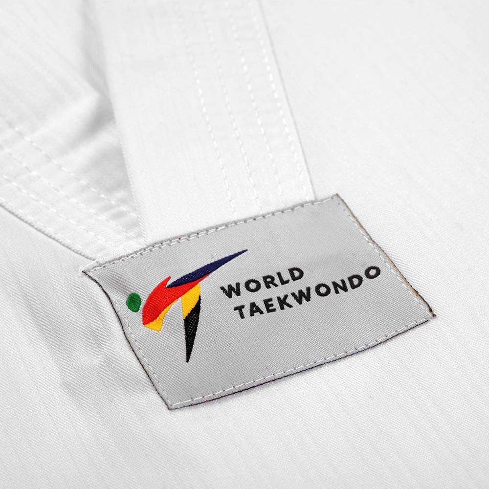 Playwell WT Approvato Studente Taekwondo Uniforme Bianco Scollo V - Bianco, 180cm