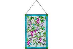 Viveta Hummingbird Horizontal Stained Glass Window Hanging