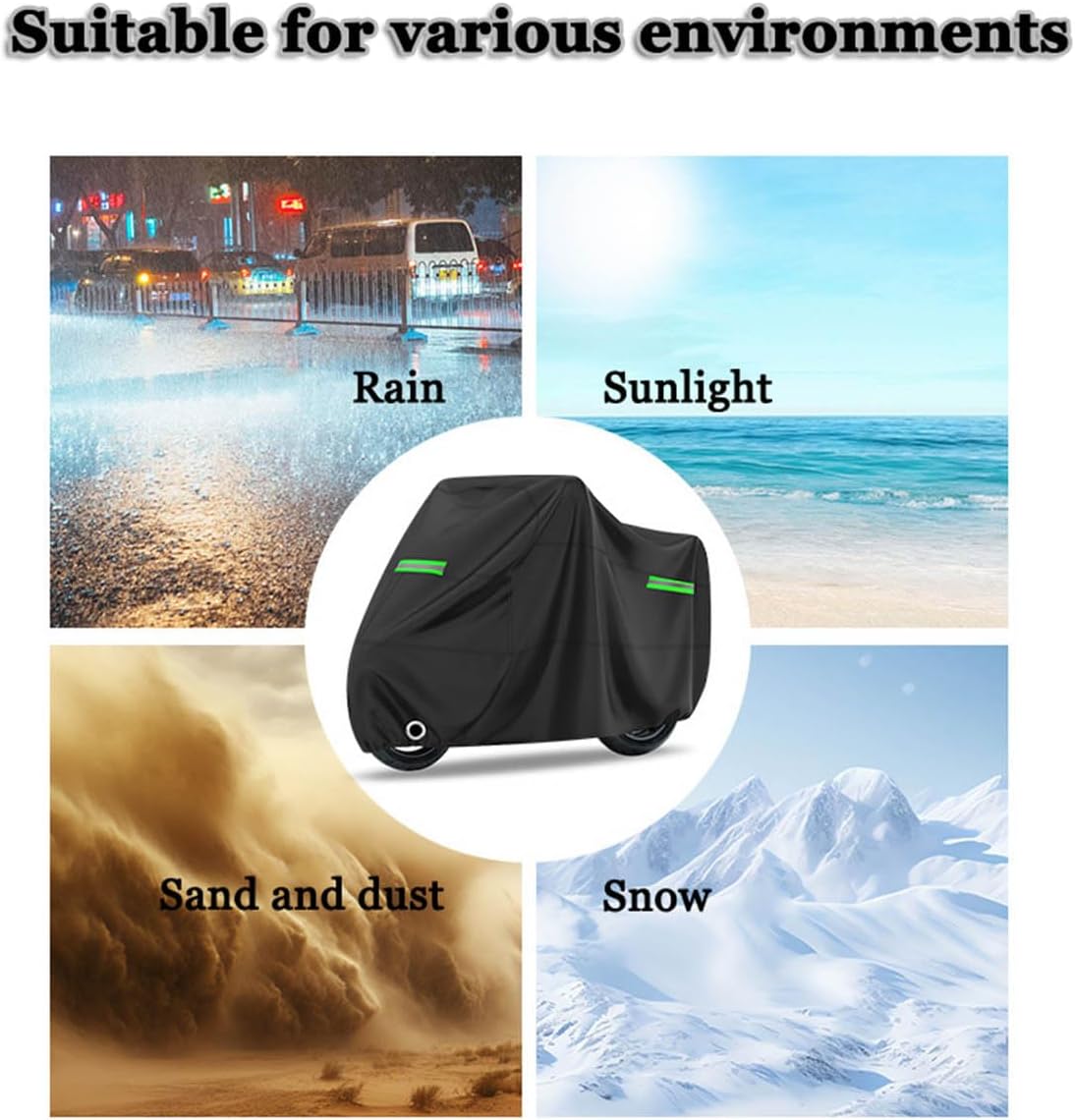 Motorcycle Cover for Kawasaki Ninja ZX-14 2006-2024, Motorbike Cover Rain and Sun Indoor Outdoor Motorcycles Vehicle Cover with Lock Holes for All Season Universal