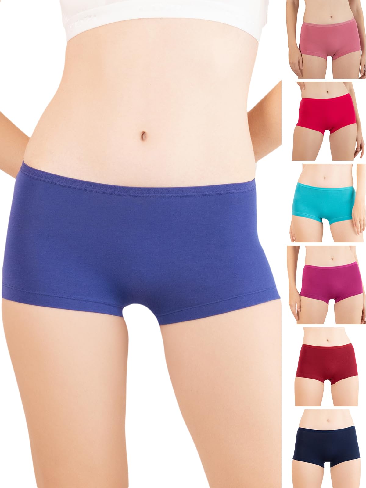 lux cozi for Her Women's Boy Shorts Panty | High Coverage 100% Cotton Panty Set for Women |Mid Waist Boyleg Panty |Color May Vary | Pack of 7-picture-34